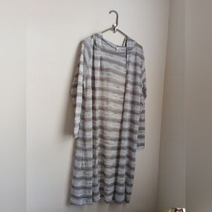 BONGO Cardigan Women XL Beige & White Knit Sweater Preppy Dinner Hoodie Lagenloo